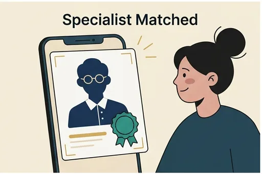 Illustration: the quiz matching the parent to a specialist type