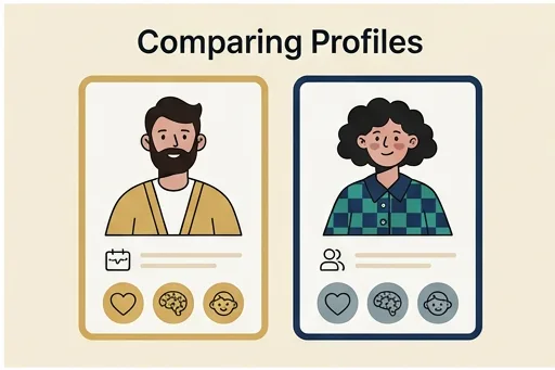 Illustration: two practitioner profiles compared side by side